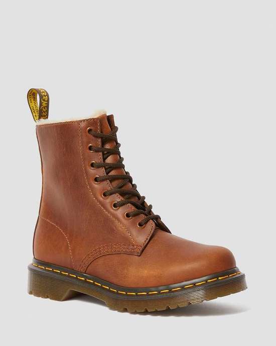 Botines Dr. Martens 1460 Serena Faux Fur Lined Mujer Marrom MX-50294